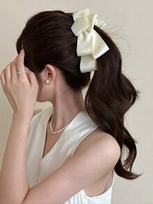 1pc Women's Bow Banana Clip Vertical Clip Twist Clip Spring/Summer Hair Accessory School - White - View 2