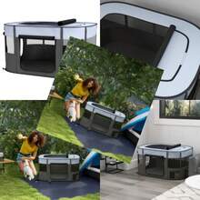 Foldable Dog Pen With Storage Bag For Indoor/Outdoor Use, Portable Pet Playpen, With Ground Stakes - T0001-01-7006 - View 2