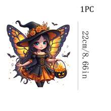 1/2/3pcs Holographic Butterfly Wing Pumpkin Bucket Witch Heat Transfer Sticker, Cartoon Halloween DIY Print, Suitable For T-Shirt, Hoodie, Canvas Bag, Pillow - Multicolor - View 12