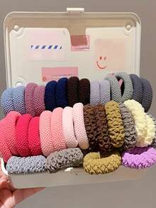 8PCS Women's Solid Color Thickened Hair Ties, High Ponytail Hair Bands, Elastic Rubber Bands, High Elasticity Durable Hair Ropes, Suitable For Daily Wear - Multicolor - View 3