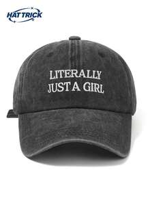 1件中性復古做舊軟頂棒球帽，LITERALLY JUST A GIRL字母刺繡個性化鴨舌帽，防曬透氣可調節帽帶，百搭卡車司機帽/爸爸帽，日常通勤、街頭、戶外運動、徒步、露營必備 - B - 查看 22