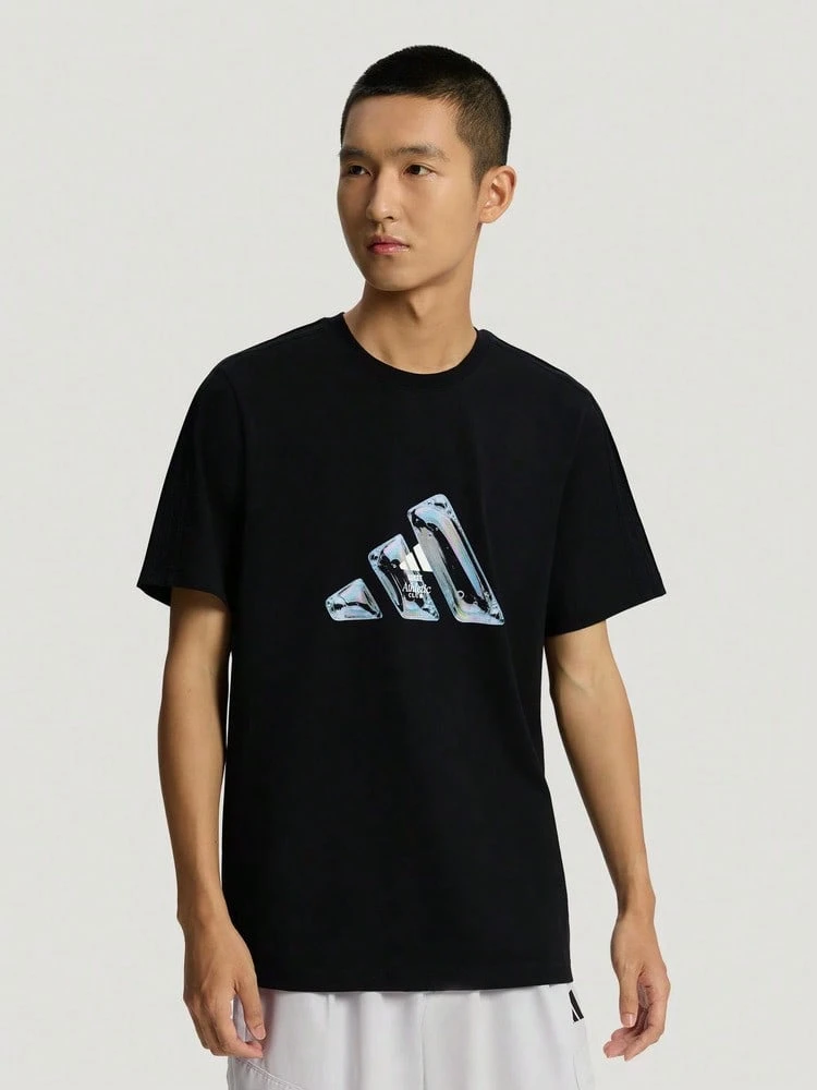 Adidas Unisex M LOGO TEE1 Short Sleeve Knit Collarless T-Shirt TLE1239 - Navy Blue - View 1