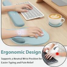 Juego de 3 en 1 de alfombrilla de ratón ergonómica con soporte de muñeca de espuma de memoria de gel, alfombrilla de ratón para juegos con soporte de brazo, accesorios de escritorio lindos para computadora y oficina - Multicolor - Ver 45