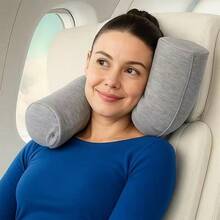 1 buah Bantal Leher yang Dapat Diatur dan Ditekuk, Aksesori Perjalanan Multifungsi, Cocok untuk Menopang Leher, Dagu, dan Pinggang, Ideal untuk Tidur, Perjalanan, Pesawat, dan Sandaran Kepala - A - View 1