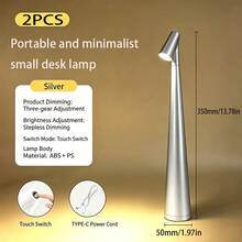 1 pieza/2 piezas Lámpara de escritorio alta con carga inalámbrica LED, control táctil con 3 niveles de intensidad, luz nocturna portátil de metal mate, adecuada para dormitorio y estudio - Multicolor - Ver 17