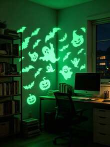 Glow-In-The-Dark Halloween Eyes Window Stickers, Removable Fluorescent Window Decals, Halloween Wall Stickers, Halloween Stair Stickers, Home Wall And Window Decor, Suitable For Halloween Home, Stairs, Mirrors And Party Decoration - Multiple Styles - View 9
