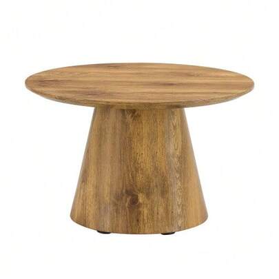 طاولة قهوة دائرية بمظهر الخشب الطبيعي (MDF) – قطر 60 سم، ارتفاع 35 سم. مع رقائق ديكور خشبية عالية الجودة – كطاولة جانبية في غرفة المعيشة، طاولة صغيرة للشرفة، إلخ.