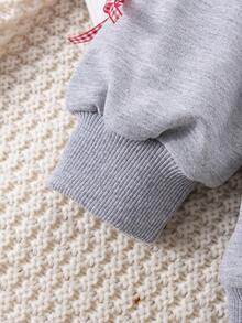 Set Pullover Kasual Lucu untuk Anak Perempuan, Setelan 2 Potong: Sweatshirt dan Celana Longgar, Dekorasi Pita, Musim Semi/Musim Gugur - Grey - View 8