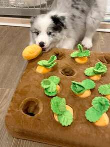 Carrot Pattern Dog Snuffle Mat, Interactive Foraging Puzzle Pet Toy, Soft Plush Washable Slow Feeding Training Mat, Stress Relief Sniffing Mat For Small And Medium Cats And Dogs - Multicolor - View 8