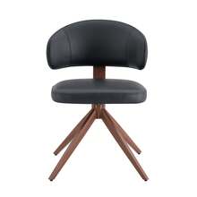 Modern Rotating Chair Black PU 360° Office Living Room - Black - View 9