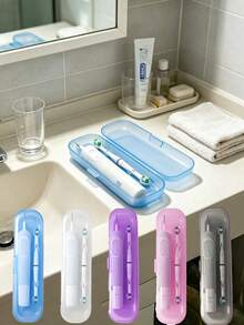 Caja de almacenamiento portátil para cepillo de dientes eléctrico de viaje, caja de almacenamiento portátil para pasta de dientes, caja de almacenamiento simple, caja portátil para pasta de dientes, almacenamiento de cabezales de cepillo de dientes, adecuada para uso diario, viajes, campamentos, hogar, negocios, vuelta al colegio y otras ocasiones - Multicolor - Ver 1
