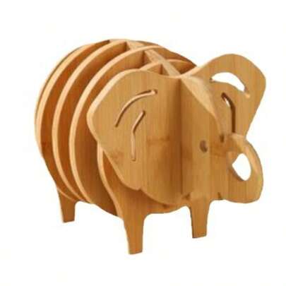 Large And Small Elephant Shaped Bamboo Heat-Insulating Coasters, Creative Bamboo Cup Mats, Heat-Resistant Table Mats, Anti-Scalding High-Temperature Resistant Placemats, Dish Mats, Bowl Mats For Home Use