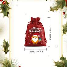20pcs Christmas Multi-Color Drawstring Closure Portable Fashionable Elderly Snowman Pattern Durable Jute Christmas Bags, Christmas Drawstring Gift Bags, Holiday Party Small Gift Packaging, Ideal Choice For Christmas Use - Multicolor - View 12