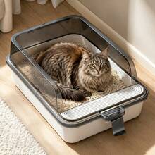 KINGWOOD Extra Large Open-Top Cat Litter Box With High Splash Guard, 60x39x20cm Anti-Splatter Kitten Litter Tray, Easy To Clean Pet Toilet With Scoop, Durable Modern Design Suitable For Large Cats And Multi-Cat Households - one-size - View 12