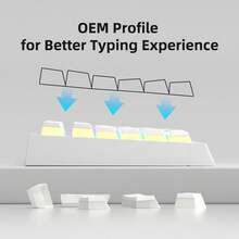 MageGee 130-Key Pudding Keycaps, Juego de Teclas PBT Personalizable, Altura OEM, Adecuado para Teclados 100%, 75%, 65%, 60%: Pudding Blanco - Blanco - Ver 5