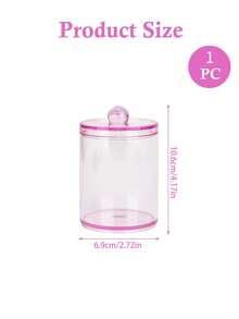 1/2/3/4 PCS Pink Acrylic Bathroom Organizer Set With Lids, Clear Vanity Storage Containers For Cotton Swabs, Cotton Pads, Makeup Brushes, Beauty Sponges, Cosmetic Counter Organizer, Makeup Desk Accessories - Multicolor - View 13