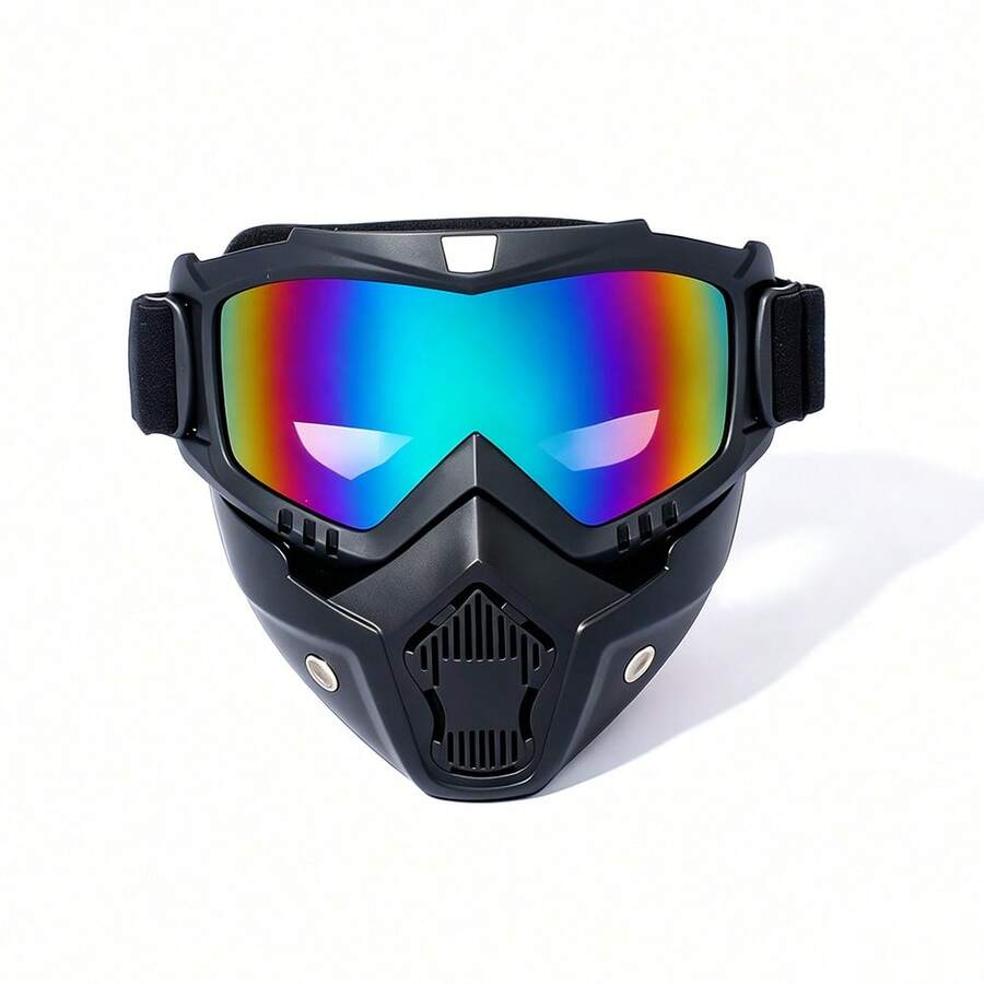 Face Mask Goggles, Motocross Goggles, Riding Helmet, Retro Ski Goggles - Multicolor - View 1