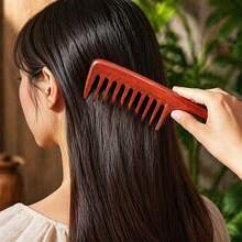 Wide-Tooth Red Sandalwood Comb, Anti-Static Wooden Comb, Long Hair Massage Wooden Comb, Perfect For Curly, Straight, And Long Hair - Multiple Styles - View 3