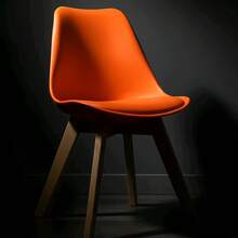 Sedia da casa realizzata in materiale PP, con gambe in legno di faggio e metallo, di colore arancione, adatta per un design d'interni moderno. - Arancione - Visualizzare 4