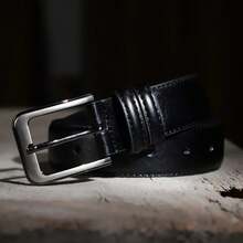 Men's Alloy Buckle Belt, Business Casual Style, Versatile Pants Belt, Pin Buckle Design, No Hole Required, Easy Adjustment, Fine Texture, Soft Touch, Suitable For Daily Commute, Workplace Wear, Dating And Gatherings - Black - View 4