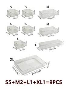 10/7/1pc Drawer Organizer Divider Box, Transparent Water Ripple Cosmetic Storage Box, Transparent PET Plastic Material, Multi-Functional Miscellaneous Sorting Box, Multiple Sizes Available, Suitable For Various Home Drawers, Room Decor, Bathroom Decor - Polka Dots - Transparent - Water Ripple - View 22