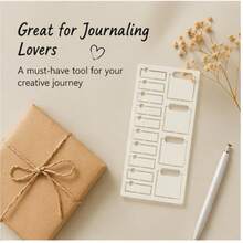 8pcs 5.82 X 8.26 Inch Cream White PET Bullet Journal Stencil, Precision Laser Cut Hollow Reusable Plastic Template, Suitable For A5 Dot Grid Notebook, Scrapbooking, Personal Planner DIY Decoration - 8pcs - View 7