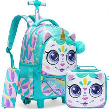 Girls' Rolling Backpack With Crossbody Bag And Pencil Case, Cute Portable Student School Bag - Rolling Backpack - View 16