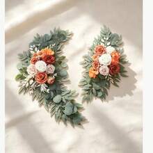 2pcs 2D Flat Acrylic Decorative Hanging Ornaments, Non-3D Orange Flower Curtain Decor For Wedding Ceremony, Birthday Party, Graduation Ceremony And Other Occasions, Wedding Celebration Welcome Curtain - A - View 7