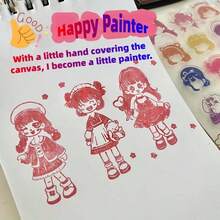 女孩圖像 機甲戰士裝扮印章兒童DIY手工繪畫套裝 多圖案多色可自由搭配 培養創意與動手能力的教育玩具 完美兒童禮物（可創造數百種不同圖像）所有配件顏色與款式隨機發貨 - 彩色 - 查看 4