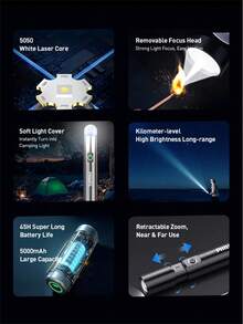 Philips SFL5188 Telescopic Zoom Flashlight 1000 Lumens USB-C Rechargeable With Detachable 5000mAh Battery For Outdoor - Flashlight - View 2