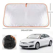 1pc Car Windshield Sun Shade, High-Density Light-Blocking Fabric Effectively Reduces Temperature, Rotatable And Foldable Compact Storage, Universal Fit For Most Car Models, Summer Essential - Random - View 2