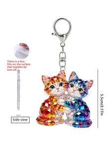 2D Flaches Design Süßer Umarmender Katzen Schlüsselanhänger, Modischer Katzen Thema Party Schlüsselanhänger, Taschen Dekoration. Geeignet für Werbegeschenke, Verpackungsdekoration, Auto Hängedekoration, Rucksack Dekoration, Autoschlüssel Dekoration. Ein durchdachtes und warmes Geschenk für Schulanfang, Lehrertag, Muttertag, Geburtstag und andere Feste. - Verschiedenfarbig - Übersicht 11
