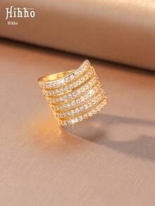 Hihho 1pc Luxury Sparkling Multi-Layer Full Rhinestone No-Hole Ear Cuff, Women's Cartilage Ear Clip Suitable For Commute, Daily Wear And Evening Party - Ear Clips - View 5