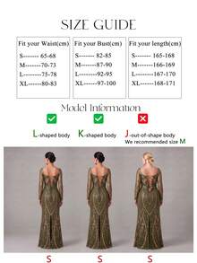 UNITHORSE [Random Cut] Square Neck Long Sleeve Tie Waist Sequin Formal Evening Dress - Olive Green - View 5
