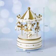 1pc Rotating Carousel Music Box, Mechanical Driven, No Battery Required, Cake Shaped, Gift, Valentine's Day, Christmas Gift, Decorative Ornament - A - View 8