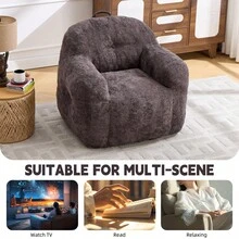 Modern European-American Style Beanbag / With Armrests / Plush Look Beanbag / No Assembly Required / Suitable For Living Room, Bedroom And Reading Corner - 深灰色 - 查看 6