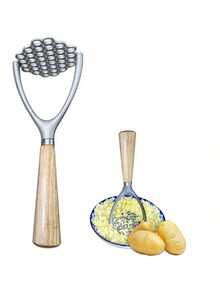 1pc Manual Potato Masher With Wooden Handle, Heavy-Duty Pressing Tool, Can Produce Smooth And Fluffy Mashed Potatoes, Kitchen Essential, Suitable For Home Cooking And Holiday Meals - Multicolor - View 10