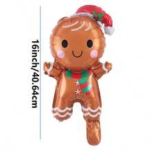 10pcs 16 Inch Mini Gingerbread Man Shaped Cartoon Christmas Party Decoration Foil Balloon Set (Without Stand And Ribbon) - View 6