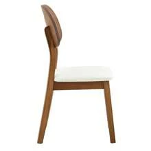 Modern Style Dining Chair Set (2 Pieces) / Oval Solid Wood Dining Chairs With Backrest / Wooden Chairs With Carrying Handles / Upholstered Kitchen Chairs / Suitable For Dining Room And Living Room - 白色+胡桃木色 - 查看 9