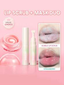 SHEGLAM [2Pcs] Bubble Dreamz Lip Scrub & Mask Bundle Set Brand Beauty Cosmetic Makeup For Women And Girls - Strawberry milk - View 1
