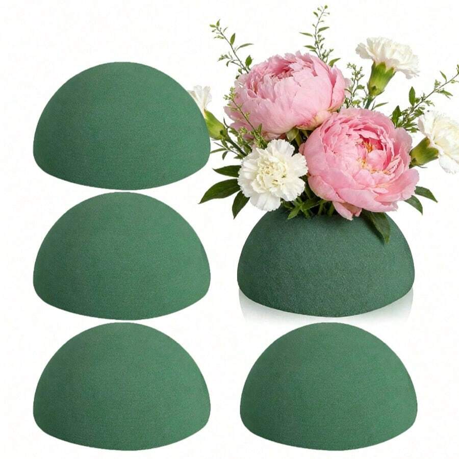 1pc Floral Foam Hemisphere, Green Semi-Circle Wet & Dry Floral Foam, Round Flower Foam, Green Artificial Plant Floral Foam For Wedding Decoration, Suitable For Fresh Or Artificial Flower Arrangement, Floral Craft Supplies, Wedding, Birthday