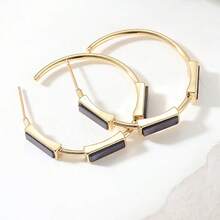 Vintage Carved Geometric Large Hoop Earrings For Women, Vacation Gift - Gold - View 6