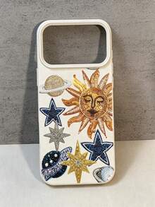 1pc Glittery Starry Sky Sun Planet Star Pattern TPU Phone Case, Compatible With Apple 17/17Pro/17Promax/17Air/Apple 16/16Pro/16Promax/16Plus/15/15Pro/15Promax/14Plus/14Promax/13/13Promax/12Pro/12Promax/11/11Pro Fashion Protective Soft Shell - Multicolor - View 4