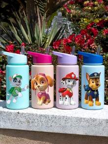 Paw Patrol 水壺，藍色、紫色、粉色與綠色，適合夏季與秋季。500ml/16oz 附吸管，大容量，便攜手持，適合戶外活動、通勤、生日禮物與萬聖節禮物（蓋子隨機）。 - 彩色 - 查看 1