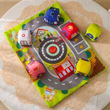 Infant & Toddler Fabric Car Toy With Storage Bag And Carpet, Transportation Vehicle Plush Car Toy - Multicolor - View 5