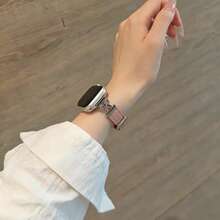 1 PC PU Loop Compatible With Apple Watch Band Women 38mm 40mm 41mm 42mm 44mm 45mm 46mm 49mm Strap Series 11/10/9/8/7/6/5/4/3/2/1 SE Ultra - Pink - View 3