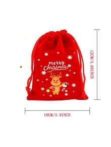 12/6/1pc Christmas Gift Bags, Christmas Gift Pouches, Christmas Drawstring Bags With Santa Claus, Reindeer, Christmas Tree Pattern Prints, Suitable For Christmas Tree Decoration Gift Bags, Red And Green Christmas Gift Bags, Flannel Drawstring Small Bags, Christmas Surprise Gift Box Bags, Suitable For Christmas Decoration, Christmas Party Small Gifts, Christmas Style Pattern, Snowman Gift Bags, Birthday Gift Bags - Multicolor - View 8