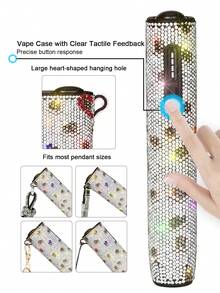 BLBLBL 1SET (1 Protective Case + 1 Replacement Tool) New Luxury 360° A-Grade Rhinestone Artificial Sparkling Anti-Slip Anti-Drop Electronic Cigarette Protective Cover With Large Hanging Hole For IQOS ILUMA I ONE, Also Compatible With ILUMA ONE, Suitable For Daily Use - Diamond Version - View 2