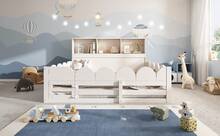 White Kids Bed Frame 140x200cm With Safety Rail And Door - 白色 - 查看 3