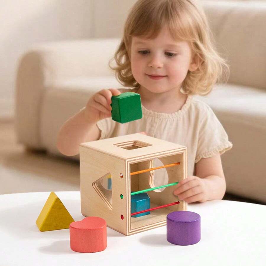 1 Set Mainan Pencocokan Bentuk Kayu Multi-Lubang Montessori, Pelatihan Pengenalan Warna Geometris untuk Balita, Mainan Edukasi Koordinasi Mata-Tangan Bayi untuk Orang Tua dan Anak di Meja Kerja